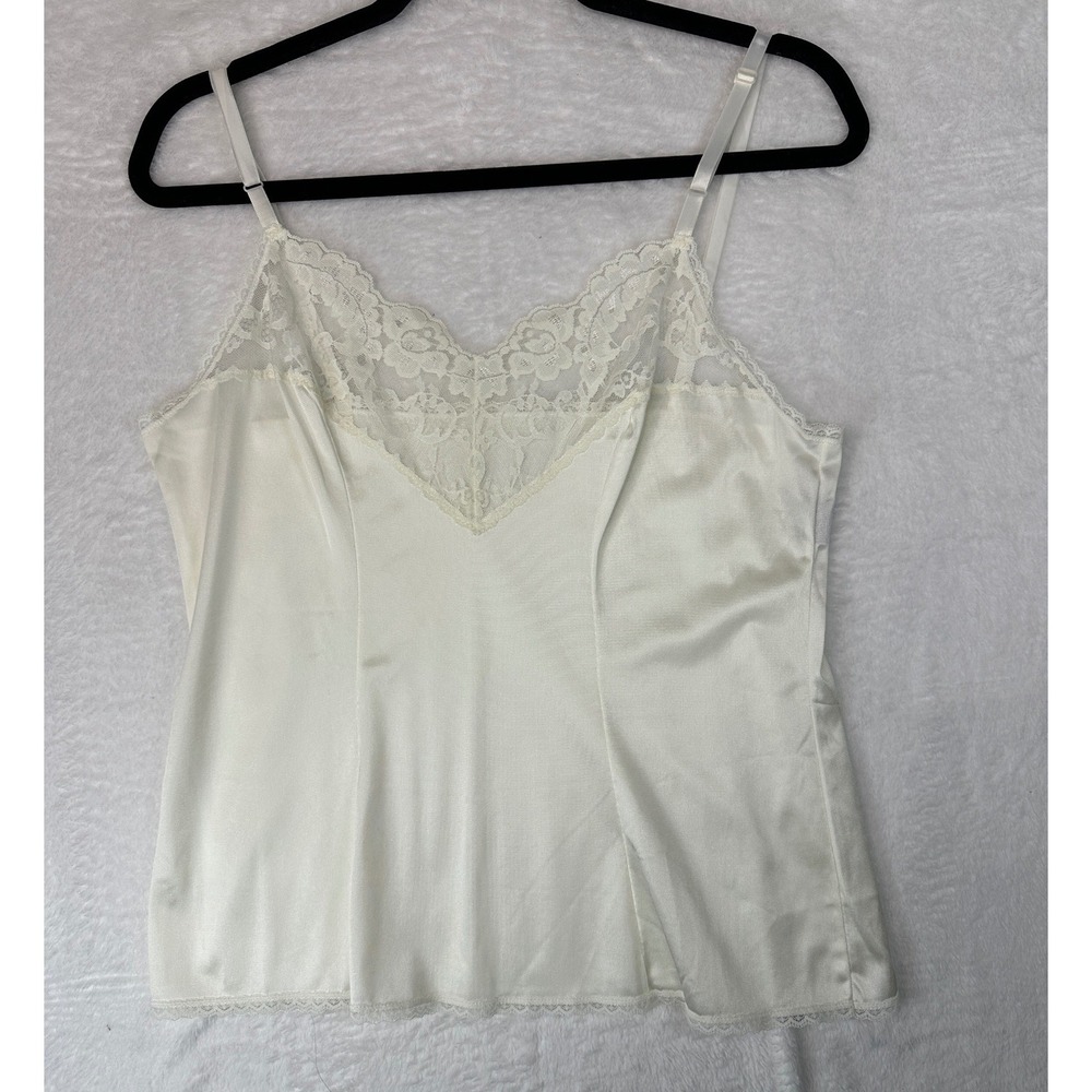 Vassarette Lace Trim Y2K Camisole Womens Medium Cream White Adjustable Straps